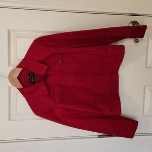 Jones New York red animal print dress jacket size PM